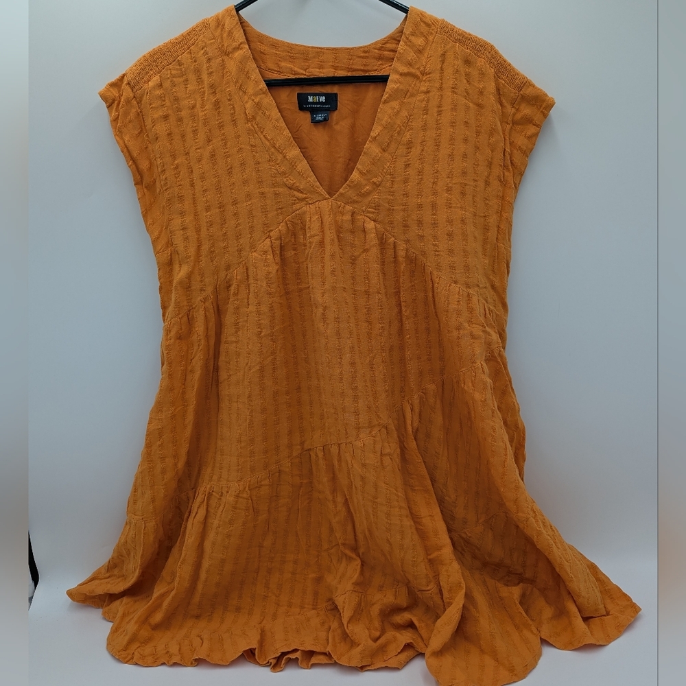 Maeve Anthropologie Tiered Babydoll Dress XS Burnt Orange Boho Vacation Summer